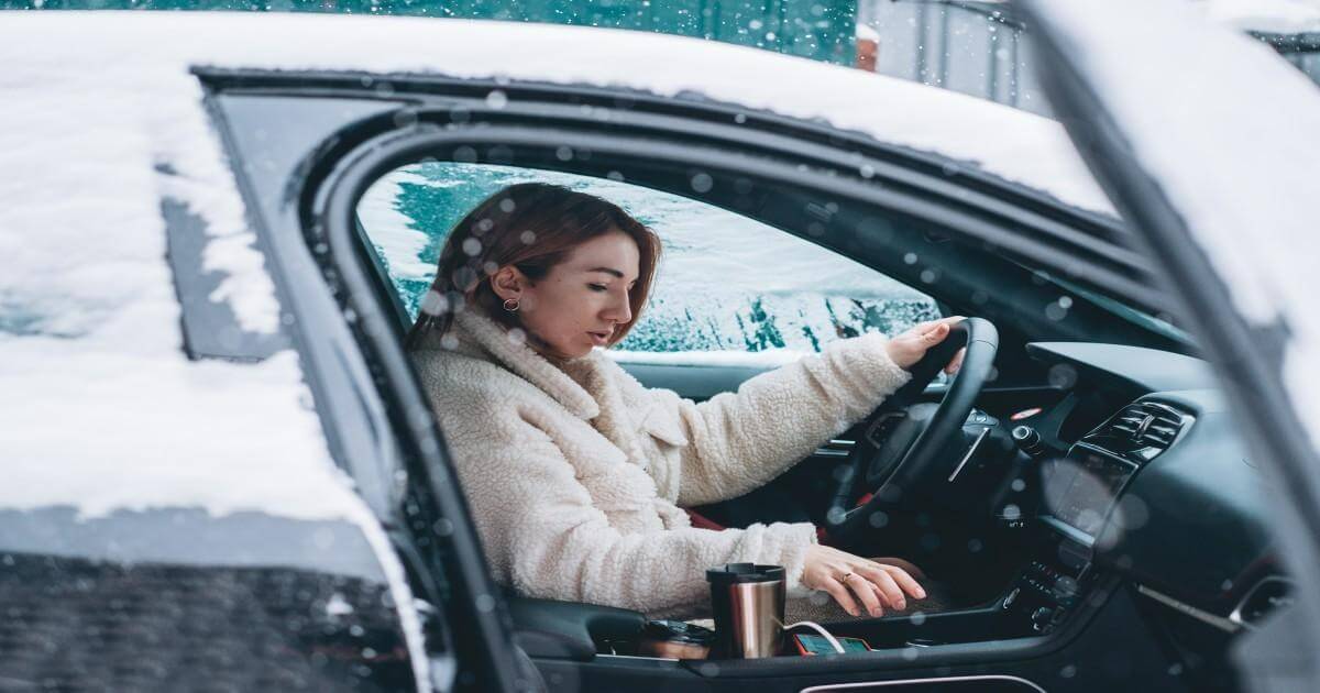 girl driving in winter